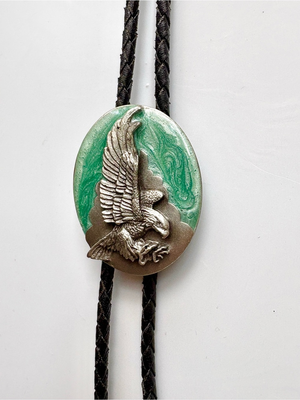 Vintage American Bald Eagle Bolo Tie 1987 By Siskiyou Buckle Co